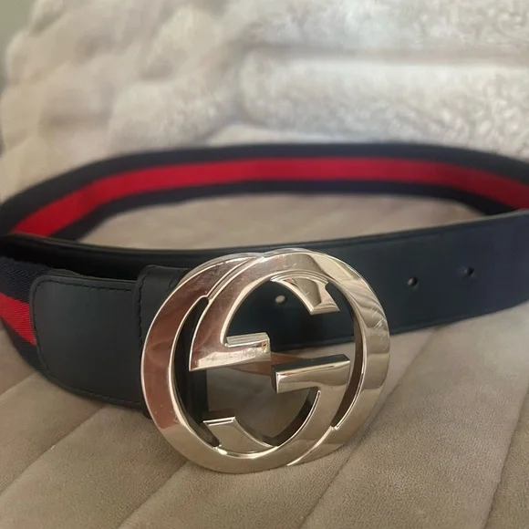 Gucci Navy and Red Belt with Iconic Interlocking G Buckle - Picture 6 of 6